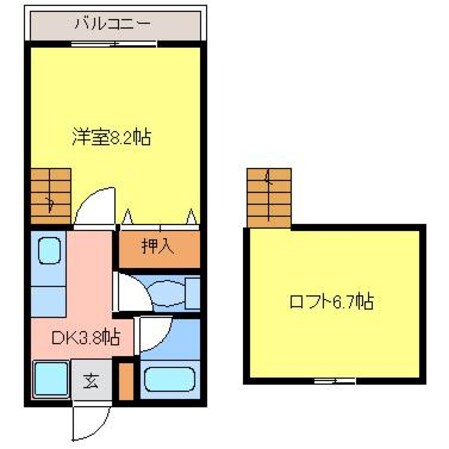 レッドハウス福益Ｂ棟の物件間取画像